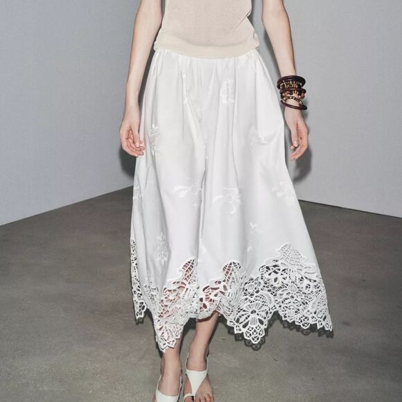 ZARA ZW COLLECTION EMBROIDERED MIDI SKIRT - Picture 3 of 9